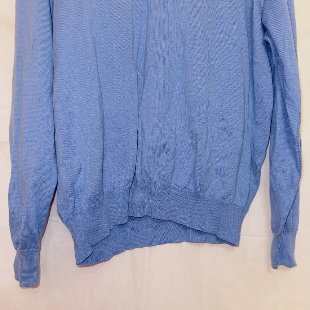 Men's Polo Ralph Lauren Golf Blue Long Sleeve V Neck Cotton Sweater size XL